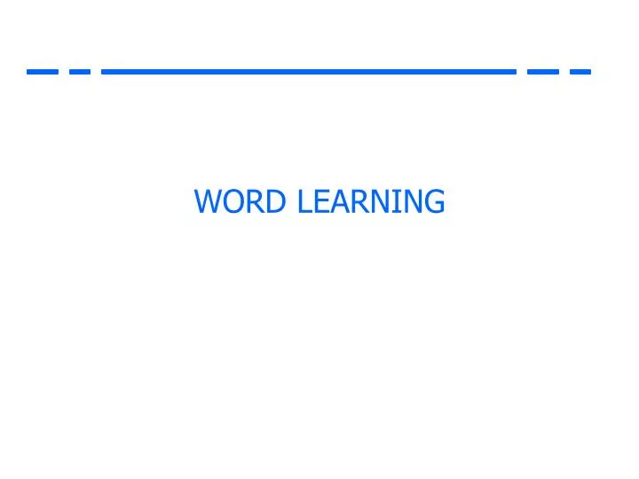 word learning
