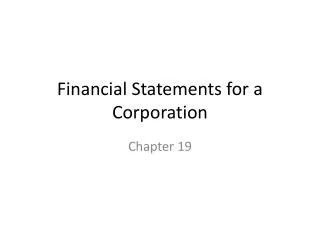 Financial Statements for a Corporation