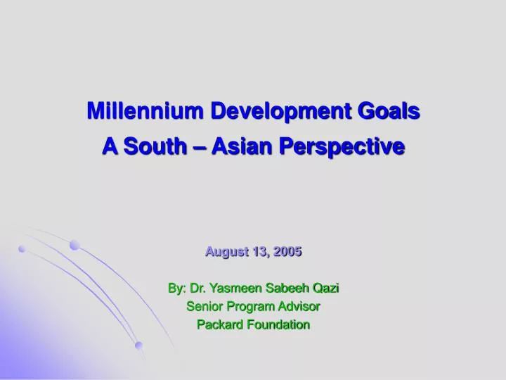 millennium development goals a south asian perspective