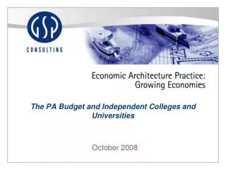 The PA Budget and Independent Colleges and Universities
