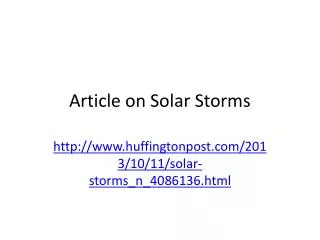 Article on Solar Storms