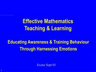 Effective Mathematics Teaching &amp; Learning