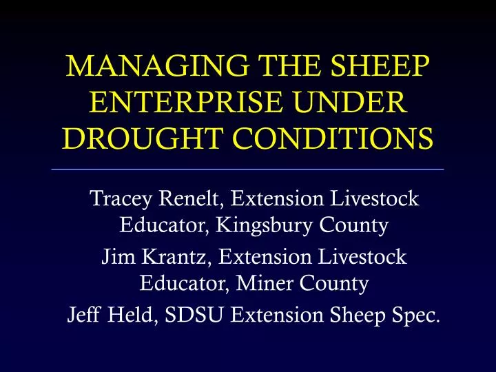 managing the sheep enterprise under drought conditions