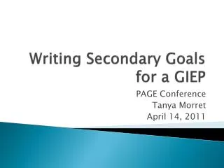 Writing Secondary Goals for a GIEP