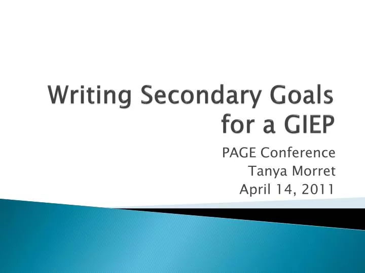 writing secondary goals for a giep