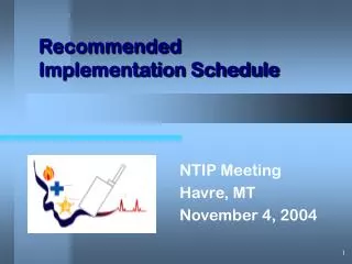 Recommended Implementation Schedule