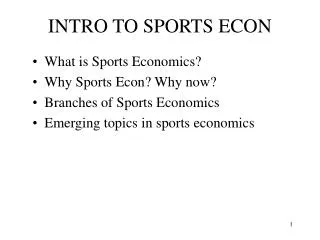 INTRO TO SPORTS ECON