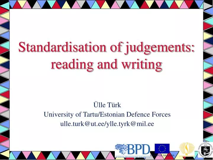 standardisation of judgements reading and writing