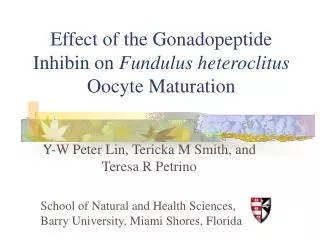 Effect of the Gonadopeptide Inhibin on Fundulus heteroclitus Oocyte Maturation