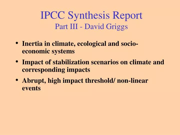 ipcc synthesis report part iii david griggs