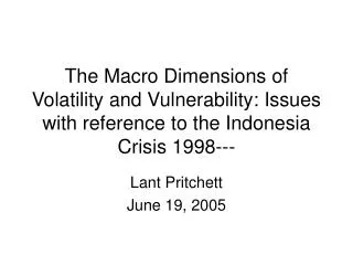 Lant Pritchett June 19, 2005