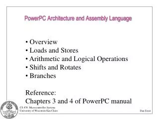 PowerPC Architecture and Assembly Language