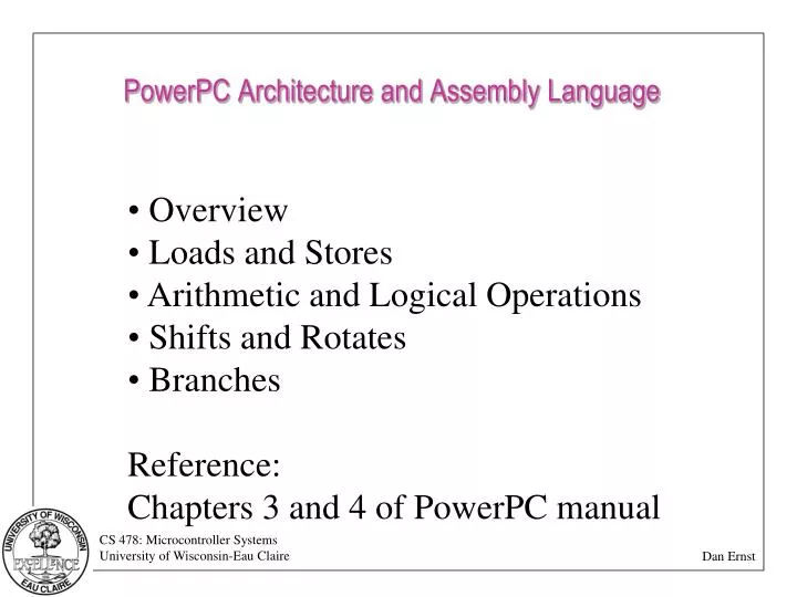 powerpc architecture and assembly language