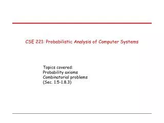 cse 221 probabilistic analysis of computer systems