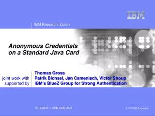 Anonymous Credentials on a Standard Java Card