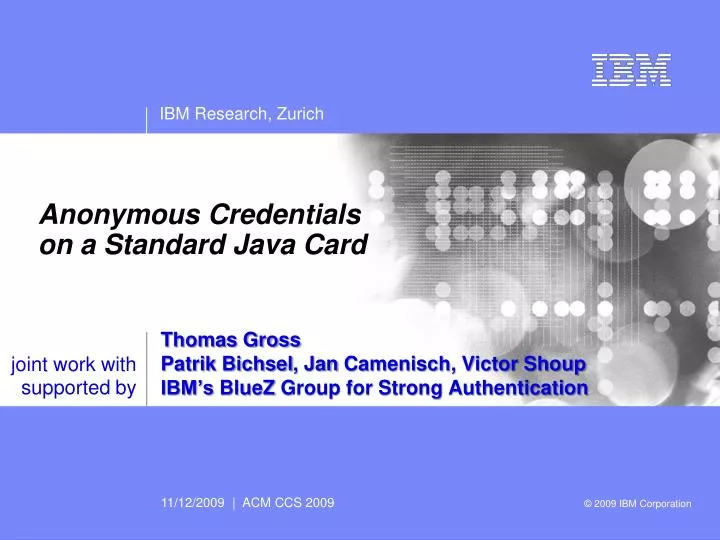 anonymous credentials on a standard java card