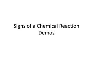 Signs of a Chemical Reaction Demos