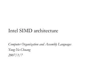 Intel SIMD architecture