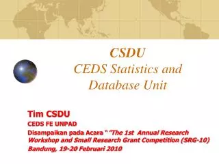 CSDU CEDS Statistics and Database Unit
