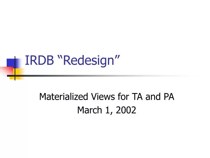 irdb redesign