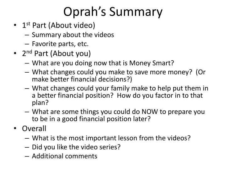 oprah s summary