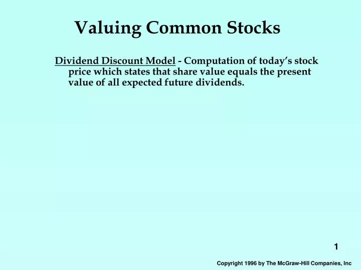 valuing common stocks