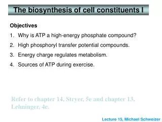 The biosynthesis of cell constituents I