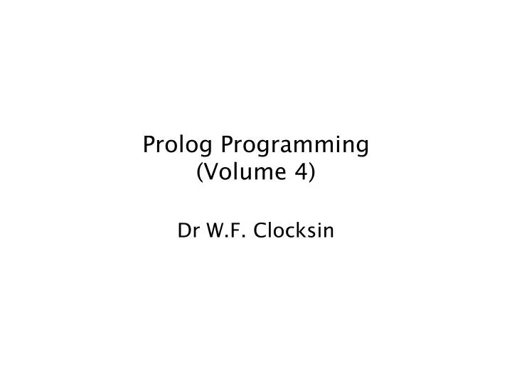 prolog programming volume 4
