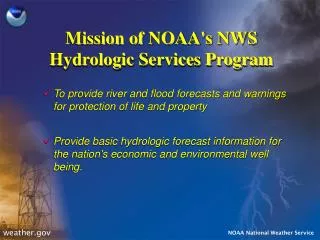 Mission of NOAA's NWS Hydrologic Services Program