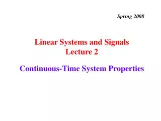 Continuous-Time System Properties