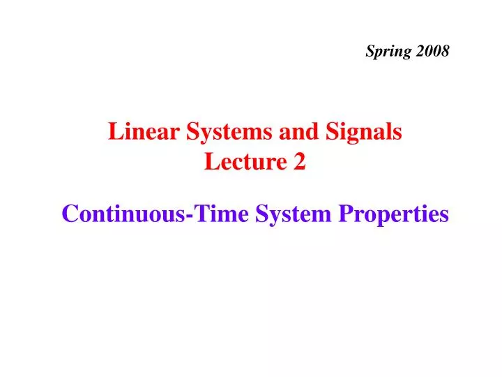continuous time system properties