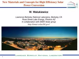 New Materials and Concepts for High Efficiency Solar Power Conversion