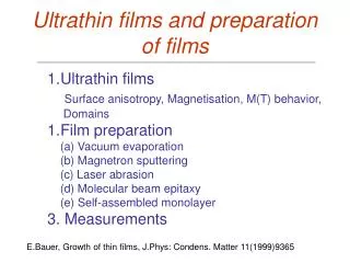 Ultrathin films and preparation of films