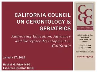 California Council on Gerontology &amp; Geriatrics