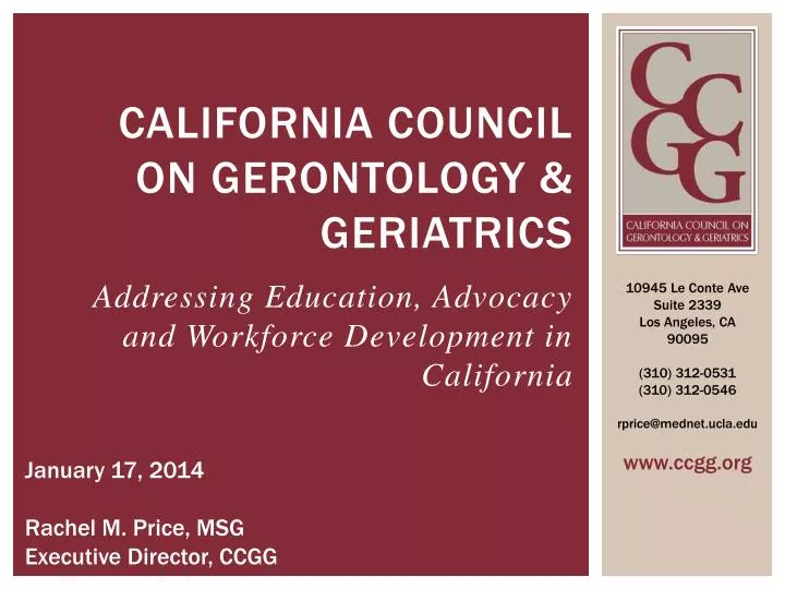 california council on gerontology geriatrics