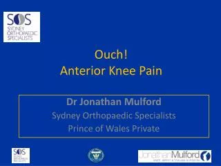 Ouch! Anterior Knee Pain