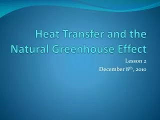 Heat Transfer and the Natural Greenhouse Effect