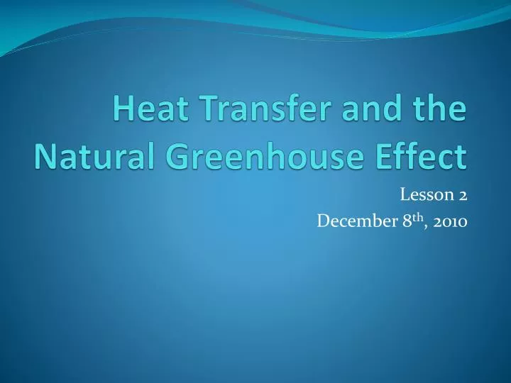 heat transfer and the natural greenhouse effect