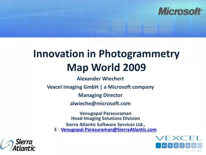 innovation in photogrammetry map world 2009
