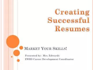 Market Your Skills!