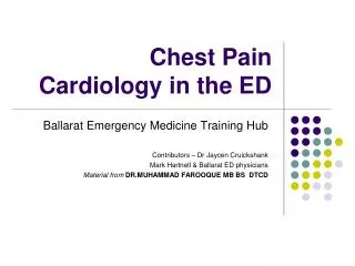 Chest Pain Cardiology in the ED