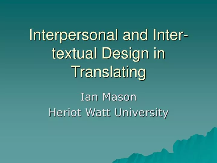 interpersonal and inter textual design in translating