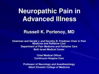 Neuropathic Pain in Advanced Illness