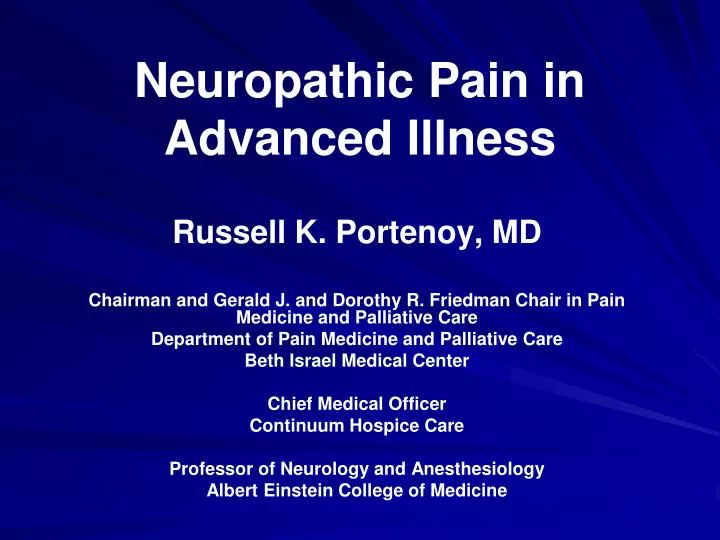 neuropathic pain in advanced illness