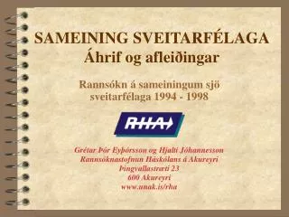 sameining sveitarf laga hrif og aflei ingar