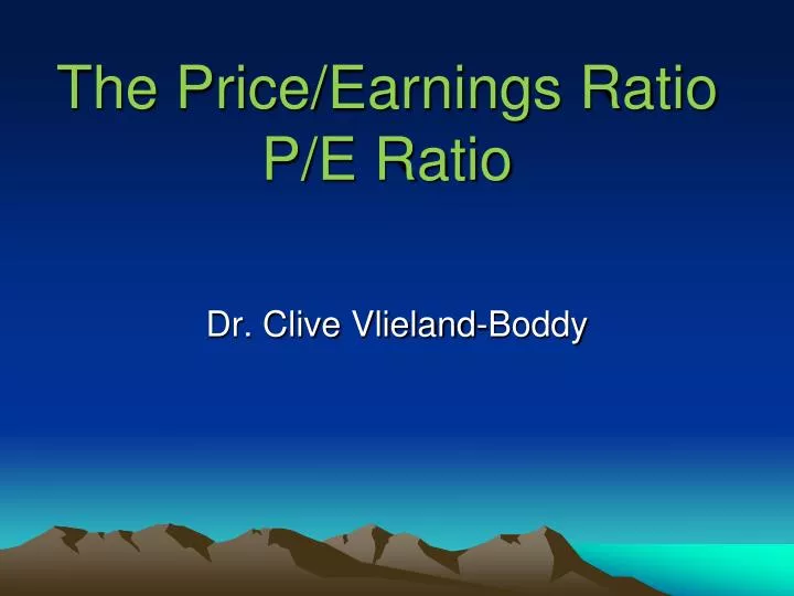 the price earnings ratio p e ratio