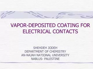 VAPOR-DEPOSITED COATING FOR ELECTRICAL CONTACTS