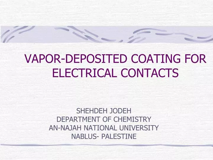 vapor deposited coating for electrical contacts