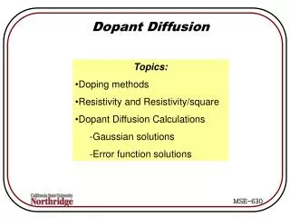 Dopant Diffusion