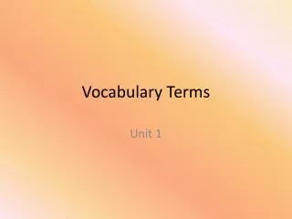 Vocabulary Terms